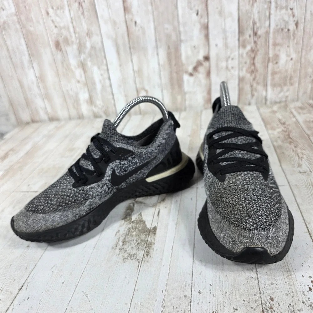 Nike Epic React Flyknit 2 Black Grey Running Shoes AQ0070-011 Womens 6